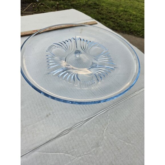 Paden City‎ 13.5" Blue Footed Console Bowl Compote Serving Tray "Maya" - Picture 3 of 16